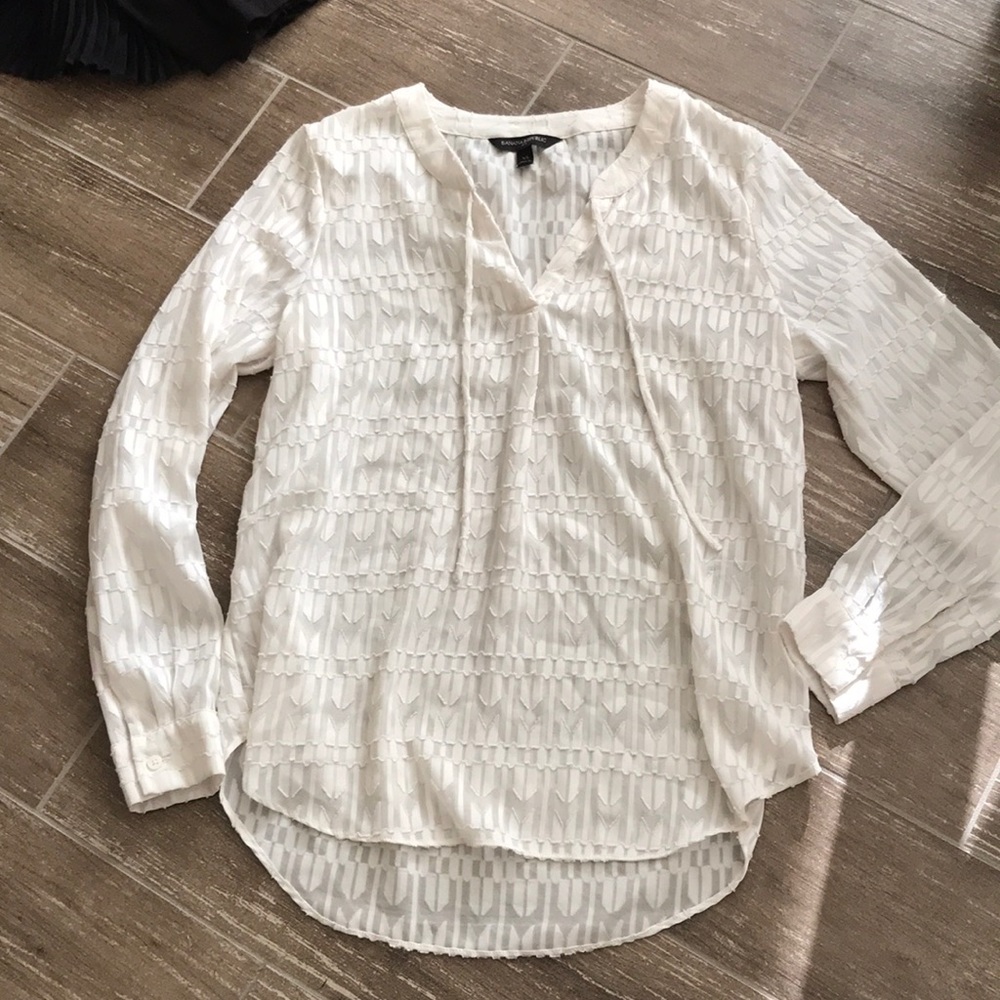 Banana Republic sheer ivory blouse